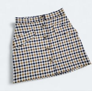 NEW H&M Plaid Button-Front Skirt Size 6